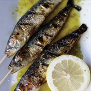 Grilled sardines with lemon oil