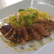 Warm lavender-rubbed duck breast