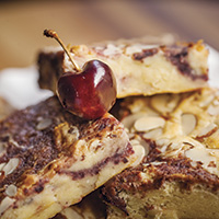 White chocolate brownies with cherry swirl