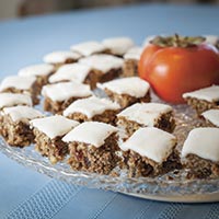 Lemon glazed persimmon bars