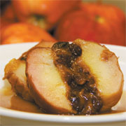 Baked raisin-stuffed apples