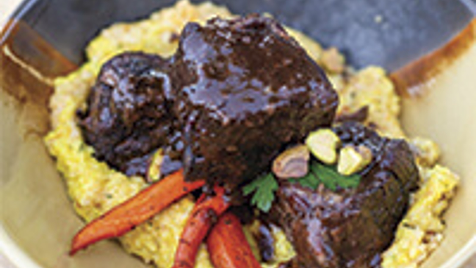 Winter braised beef stew with creamy polenta recipe