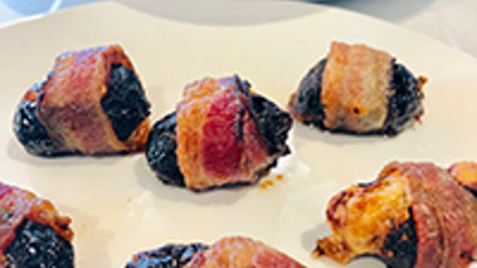 Bacon-wrapped prunes (aka "Devils on horseback")