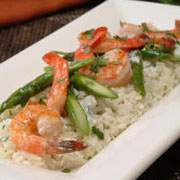 Ginger cilantro rice with grilled coconut shrimp