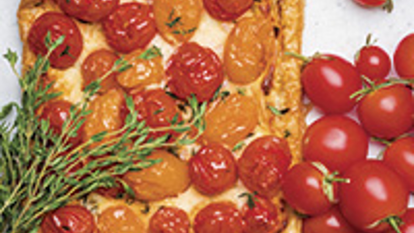 Cherry tomato and thyme puff pizza