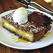 Ricotta-stuffed French toast with pears and chestnut honey