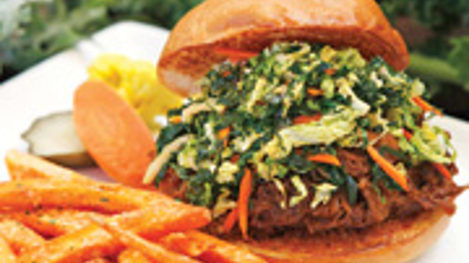 Pulled pork sandwiches with kale slaw