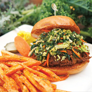 Pulled pork sandwiches with kale slaw