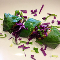 Collard green wraps with quinoa and lentils