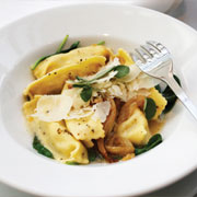 Leek and ricotta ravioli