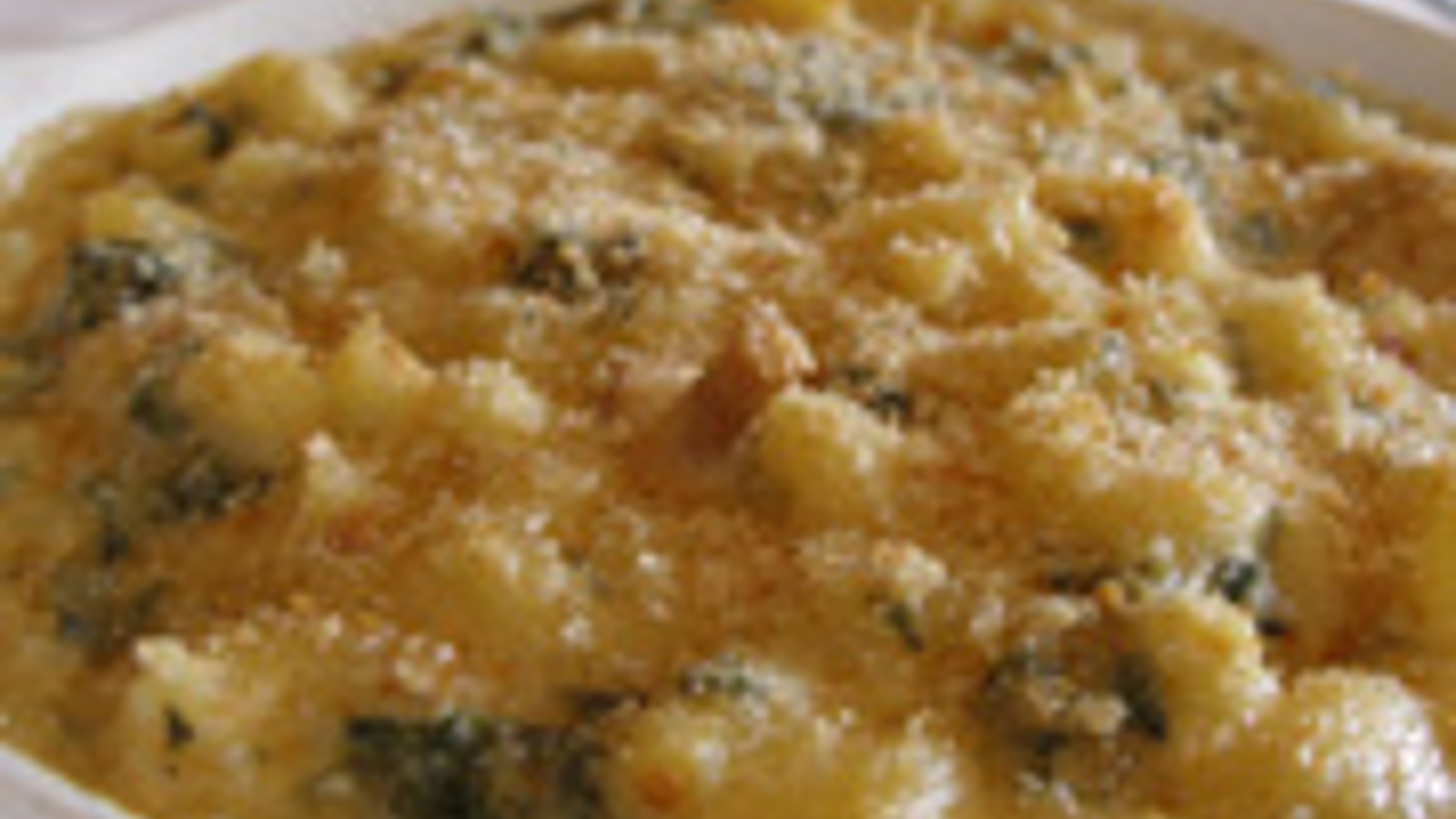 Baked mac 'n' cheese with Swiss chard and chanterelle mushrooms