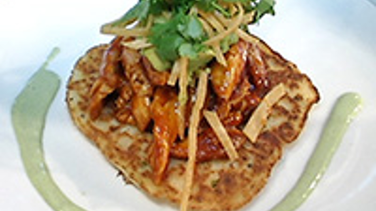 Tamale pancake with barbecue chicken