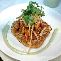 Tamale pancake with barbecue chicken