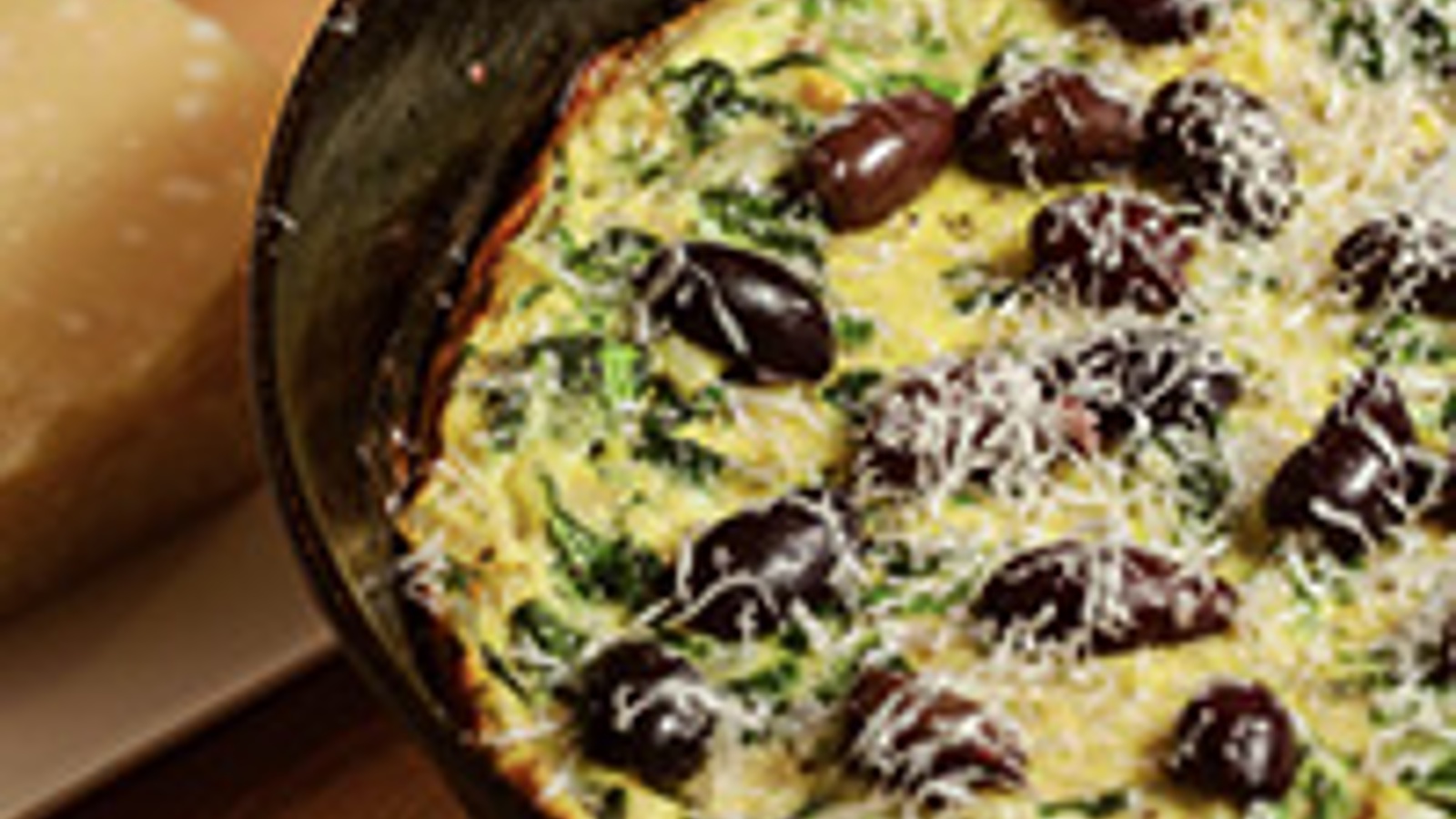 Spinach omelet with Kalamata olives