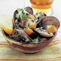 Braised clams with preserved lemons and cilantro