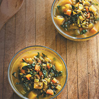 Cozy lentil soup with delicata squash