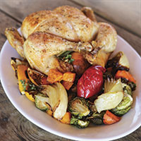 Lemony-shallot roasted chicken and vegetables