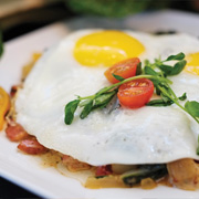 Swiss chard hash and fried eggs